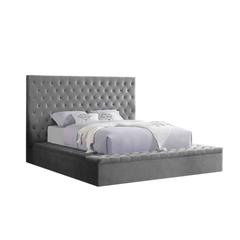 Best Master Furniture Cierra Fabric Platform Queen Bed with Storage in Gray