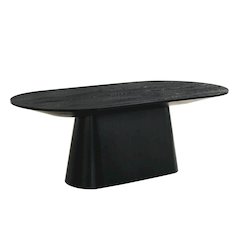 Terra Transitional Oval Dining Table with Pedestal Base, Ebony Black