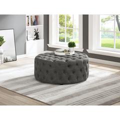Best Master Furniture Anderson 40" Round Linen Fabric Ottoman in Gray