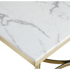 Itoro White with Gold Stone Marble Laminate Rectangle Dining Table