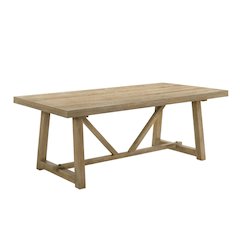 Malibu Transitional Rectangle Dining Table with Trestle Base, Kepler Driftwood