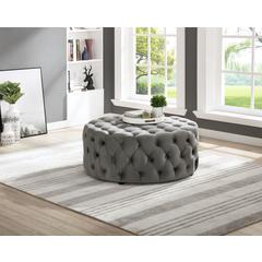 Best Master Furniture Anderson 40" Round Velvet Fabric Ottoman in Gray