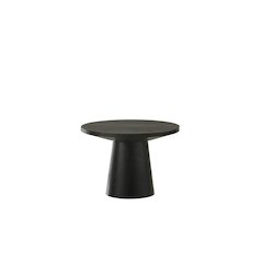 Terra Transitional Round End Table with Pedestal Base, Ebony Black