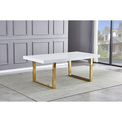 Best Master Furniture Padraig Rectangle White Modern Dining Table in Gold