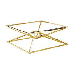 Best Master Furniture 39" Modern Tempered Glass Coffee Table in Gold Plated