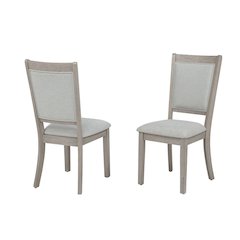 Timbria Transitional Upholstered Dining Chairs, Set of 2, Oak/Grey