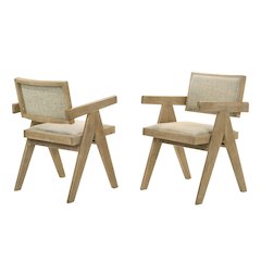 Malibu Transitional Upholstered Dining Chairs, Set of 2, Kepler Driftwood