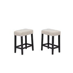 Caden Upholstered Counter Height Stools, Beige/Black Charcoal