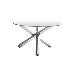 Best Master Furniture Tracy 54" Round Glass Dining Table in Silver