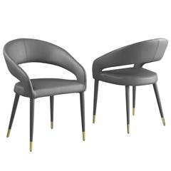 Jacques Faux Leather Gray Dining Chairs (Set of 2)
