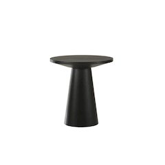 Terra Transitional Round Console Table with Pedestal Base, Ebony Black