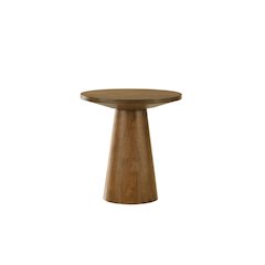 Terra Transitional Round Console Table with Pedestal Base, Walnut
