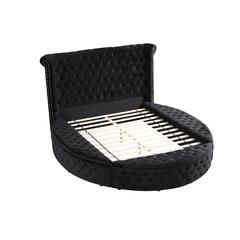 Best Master Furniture Isabella Fabric Platform Queen Bed with Storage in Black