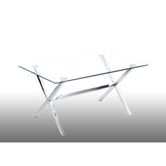 Best Master Furniture Timber 63" Modern Stainless Steel Dining Table in Silver