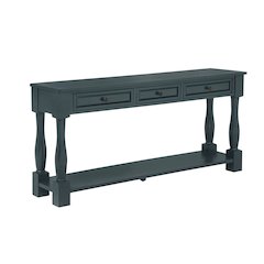Delphina Rectangle Transitional Console Table with 3 Drawers, Deep Sea Dive