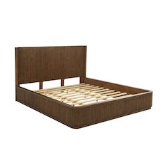 Quintet California King Platform Bed Frame, Modern Fluted Headboard - Brown