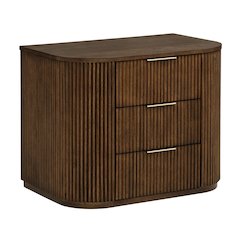 Quintet 30" Wide Modern Fluted 3-Drawer Nightstand, Curved Design - Brown
