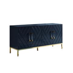 Best Master Furniture Junior 64" Transitional Wood Sideboard in Navy/Gold Plated