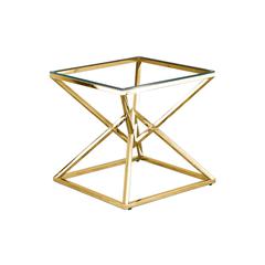 Best Master Furniture 22" Modern Clear Tempered Glass Side Table in Gold