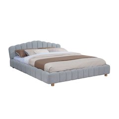Ctera Queen Velvet Bed, Light Gray