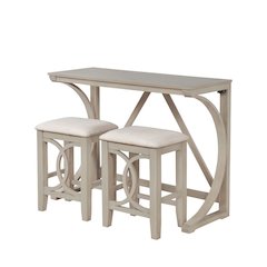 Dappelle 3-Piece Pub Dining Set with USB-A & USB-C Ports in 1 Box, Antique White