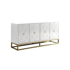 Best Master Furniture Senior 64" Transitional Wood Sideboard in White/Gold
