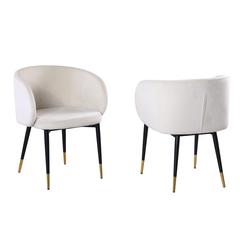 Hemingway Velvet Upholstered Side Chair in Cream