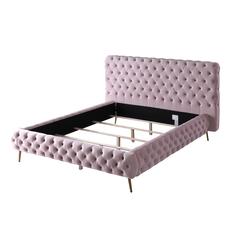 Demeter Velvet Platform Cali King Bed in Pink