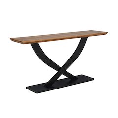 Danport Rectangle Transtional Console Table with Wood Top, Natural/Espresso