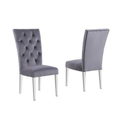 Layla Modern Velvet Upholstered Side Chairs in Gray (Set of 2)
