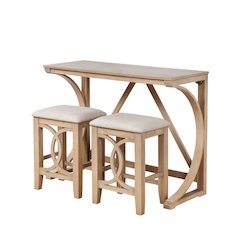 Dappelle 3-Piece Pub Dining Set with USB-A & USB-C Ports in 1 Box, Natural