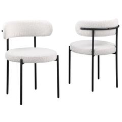 Drexel Boucle Fabric Cream Dining Chairs (Set of 2)