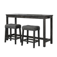 Best Master Furniture Yosef 3 Piece Rectangular Wood Bar Set in Charcoal