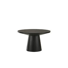 Terra Transitional Round Coffee Table with Pedestal Base, Ebony Black
