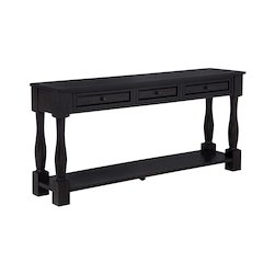 Delphina Rectangle Transitional Console Table with 3 Drawers, Espresso
