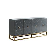 Best Master Furniture Senior 64" Transitional Wood Sideboard in Gray/Gold Plated