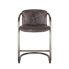 Leather Upholstered Counter Stool with Footrest,Bar Chairs, Brushed Nicel
