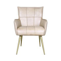 Thorpe Surrey Armchair in in Antique Ivory Leather and Gold Legs