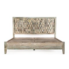 Cordoba King Bed in Reclaimed Wood with Vintage Teal Finish