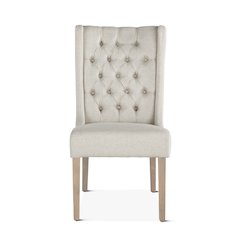 Chloe Off-White Linen Dining Chair With Napoleon Legs
