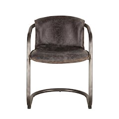 Leather Upholstered Dining Chair, Distressed Accent Chair for Dining Room,Black
