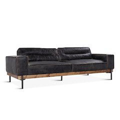 Chiavari Antique Ebony Leather Sofa