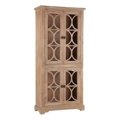 Pengrove Glass Cabinet in Antique Oak Finish
