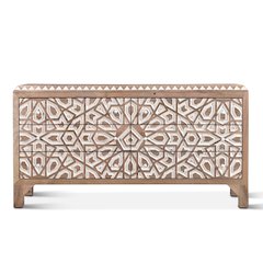 Haveli Dresser 61in Carved, Natural White