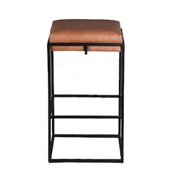 Melbourne 17" Cognac Top-Grain Leather Backless Counter Stool