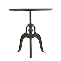 30 Inch Adjustable Height Crank Side Table, Industrial End Table, Matte Black