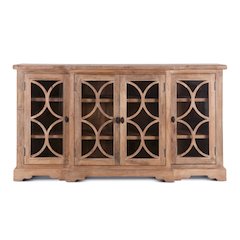 Pengrove 75" Glass Cabinet in Antique Oak Finish