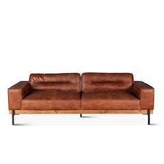 Chiavari Modern Leather Sofa in Vintage Cognac