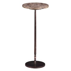 Rochester 10" Side Table in Dark Emperador Marble with Casted Base