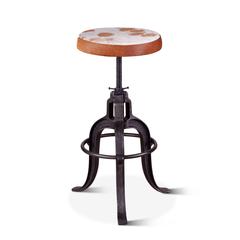 Sterling Industrial Adjusting Barstool in Natural Cowhide